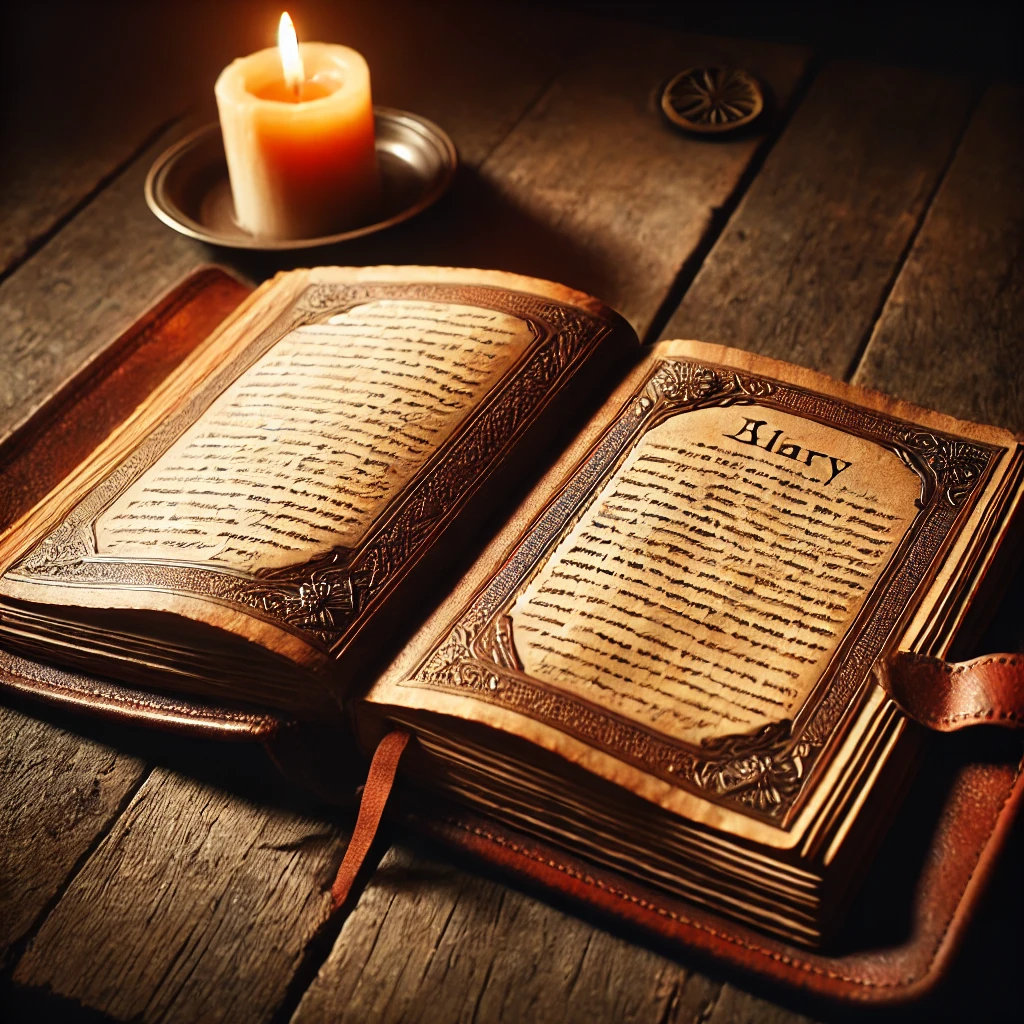 DALL·E-2025-02-27-08.49.37-An-antique-leather-bound-diary-open-on-a-dusty-wooden-table-lit-only-by-candlelight.-The-pages-look-aged-and-filled-with-mysterious-handwriting.-The- The Forgotten Key – A Mystery Unlocked
