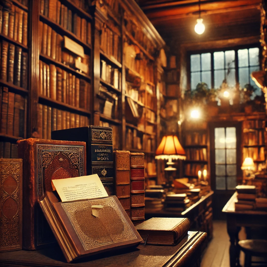 DALL·E-2025-02-27-14.33.09-A-cozy-old-bookstore-with-warm-lighting-shelves-lined-with-antique-books-and-a-mysterious-note-peeking-out-from-a-book.-The-atmosphere-is-intimate-a The Key to Forever – A Love Lost & Found