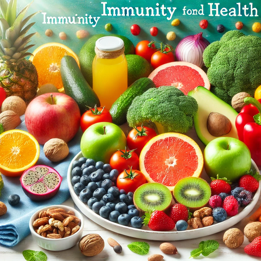DALL·E-2025-02-28-11.42.25-A-colorful-plate-of-fresh-fruits-vegetables-and-nuts-promoting-immunity-and-health.-The-scene-is-bright-and-vibrant-showcasing-a-variety-of-nutrit The Power of a Healthy Life: Benefits & How to Achieve It